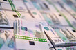 Banknotes of 1000 rubles in bundles of banknotes, close-up