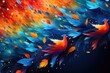 Abstract background with birtds and autumn leaves for Australia Day.