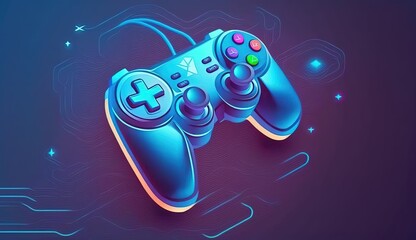 Wall Mural - Illustration Neon Future Game console Pad Background.