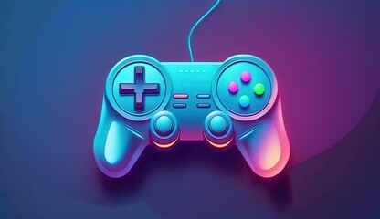 Wall Mural - Illustration Neon Future Game console Pad Background.