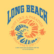 © sumonsharif - Long Beach Palm Tree California varsity t-shirt Men's and women's, Big Wave in Taye dye view, summer print design