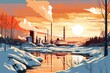 Winter Industrial Scenes - Generative AI