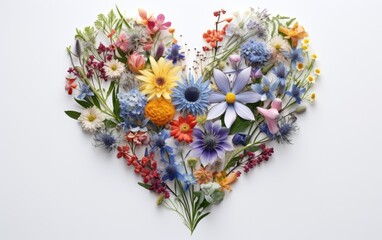 Wall Mural - Love heart made of flowers.