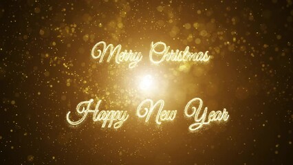 Wall Mural - Christmas new year holidays greetings message on loop golden background.