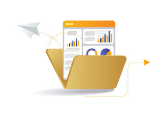 Wall Mural - concept illustration data folder analysis of technology business growth