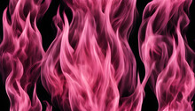 Realistic Pink Fire Isolated On Black Background