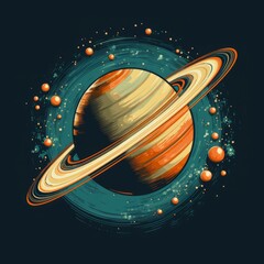 Wall Mural - miniature illustration of planet saturn. vector illustration. bright art of planet saturn with its r