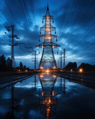 High voltage tower , traditional energy source.