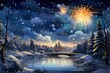 Winter Fireworks - Generative AI