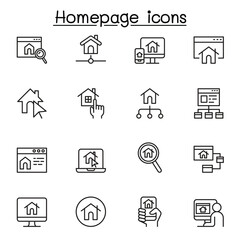 Wall Mural - Homepage icon set in thin line style