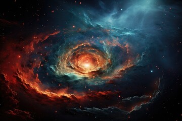 Wall Mural - Endless universe with stars and spiral galaxy in outer dark space