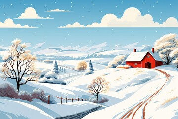 Poster - Snowy Countryside Drives - Generative AI