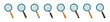 Set of colored magnifying glass vector icons. Search symbol. Vector 10 EPS.