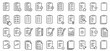 Clipboard icon collection,set document icon, checklist symbol, document gear, survey or agreement editable stroke outline icons set isolated on white background flat vector illustration. 