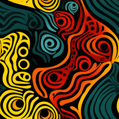 African Motifs. seamless pattern. red, yellow, black wave. textile. Black history month. African culture pride as a multi cultural celebration.