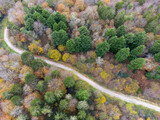 Fototapeta Pomosty - Idless woods near truro aerial drone cornwall uk autumn winter
