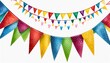 carnival garland with flags isolated on white background decorative colorful pennants for birthday celebration festival and bright decoration
