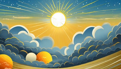 Wall Mural - background with the sun and clouds