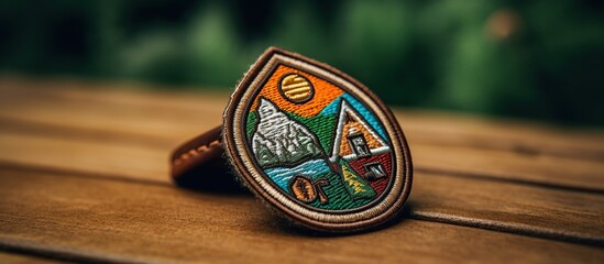 camping nature adventure wild line badge patch pin graphic illustration vector art t-shirt design