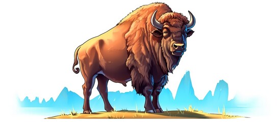 Wall Mural - Cartoon happy bison