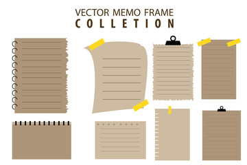 Vector memo vintage style note frame collection 