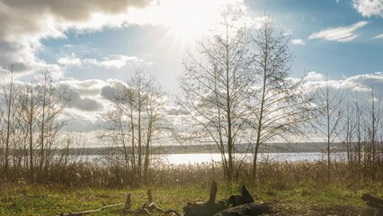 Wall Mural - autumn timelapse with camera movement on Lake Baikal