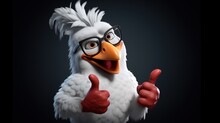 Chicken Logo Cartoon Character. Cute Cartoon Rooster Chicken Giving Thumbs Up.