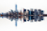 Fototapeta Londyn - Gespiegelte Skyline von New York 