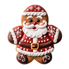 Wall Mural - Gingerbread Christmas Santa man cookie biscuit isolated on white background