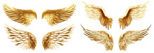 Set Of Golden Wings Cut Out