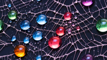 Seamless dew drops glistening on spider web at dawn texture