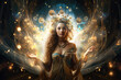 © Lynne Ann Mitchell - Woman manifesting abundance and wealth with swirling energy and golden orbs surrounding her