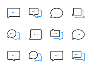 Wall Mural - Chat box, Message and Comment vector line icons. Speech bubble, Dialog and Conversation outline icon set.