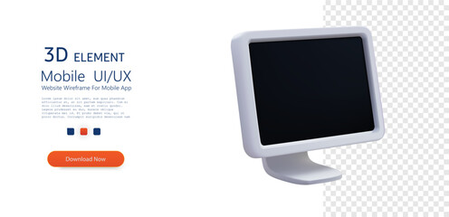 Poster - Modern Digital Display Monitor Isolated on Transparent Background. White Screen device mockup clean blank monitor. creative concept idea. Vector Illustration