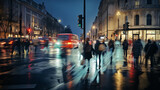 Fototapeta Londyn - Busy City Intersection at Twilight