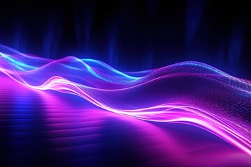 Wall Mural - abstract futuristic background with pink blue glowing neon moving high speed wave lines and bokeh lights. Data transfer concept Fantastic wallpaper