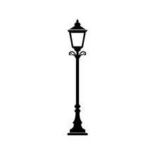 Black Street Lamp Silhouette Vector