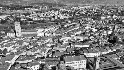 Poster - Aerial view of Lucca medieval town, Tuscany - Italy