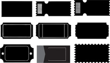 Coupon Or Ticket Icons Set Isolated. Retro Cinema Or Theater Ticket. Business Discount Offer Tags. Blank Paper Coupons In Multiple Designs. High HD Resolution For Reuse In Poster, Flyer Or Banner.