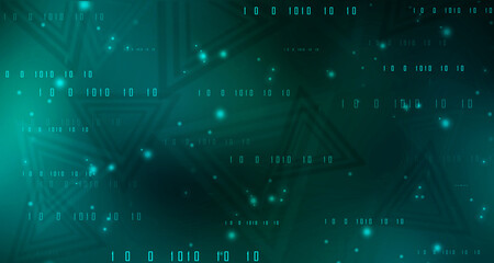 Poster - Binary Code Background, Digital Abstract technology background, flowing number one and zero text in binary code format in technology background. Internet Big data Concept
