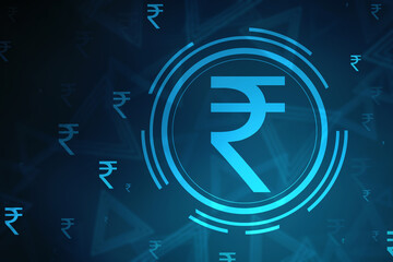 Indian Rupee symbol on financial Background, Growth of Indian stock market, Abstract finance background, Stock market Concept background