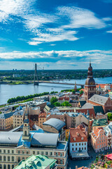 Sticker - Riga, Latvia - July 7, 2017: Riga skyline on a sunny afternoon