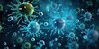 Microscopic world of contagion. Detailed illustration showcasing various viruses bacteria and microbes representing and threat of infectious diseases ideal for medical and scientific concepts