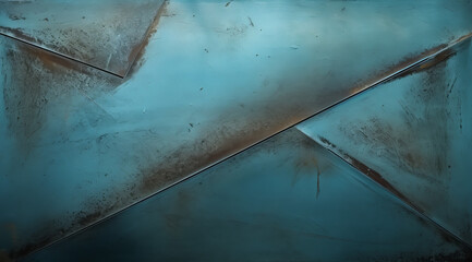 Poster - Blue metal texture with a gradient and rusted patina for a rustic industrial look.