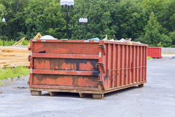 Wall Mural - Container trash dumpsters are used for recycling construction waste solid household waste