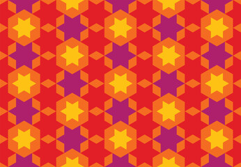 Wall Mural - seamless hexagon geometric pattern. six-pointed star abstract background, colorful tones. texture de