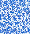 Blue and white underwater botanical coral reef twigs, coastal chic , greek blue beach house style,  marine nautical papercut, matisse inspired abstract cutouts  of seafern seaweed branches