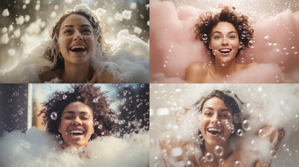 Wall Mural - collage of woman in shower