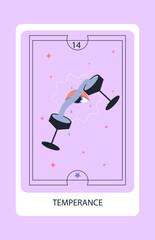 Wall Mural - tarot card major temperance. hand drawn vector illustration.