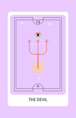 Wall Mural - tarot card major the devil. hand drawn vector illustration.